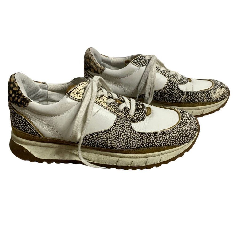 Madewell Leather Kickoff Trainer Sneakers 9.5 White Spot Mix Calf Hair Cloudlift